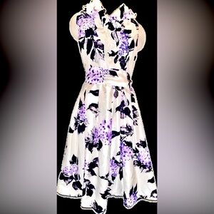 Vintage Jessica Howard Sleevless Ruffled Floral Princes Dress~Silky-Satin~2touch